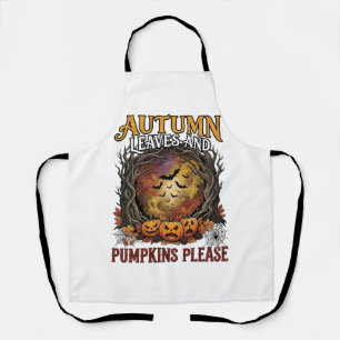 Herbstlaub Kürbisse Bitte Halloween Gruselige Bäum Schürze