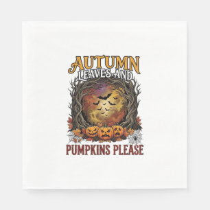 Herbstlaub Kürbisse Bitte Halloween Gruselige Bäum Serviette