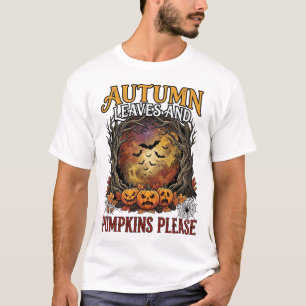 Herbstlaub Kürbisse Bitte Halloween Gruselige Bäum T-Shirt