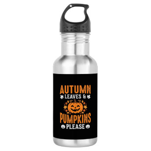 Herbstlaub Kürbisse Bitte Halloween Kürbis De Edelstahlflasche