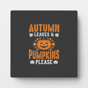 Herbstlaub Kürbisse Bitte Halloween Kürbis De Fotoplatte
