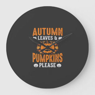 Herbstlaub Kürbisse Bitte Halloween Kürbis De Große Wanduhr