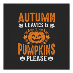 Herbstlaub Kürbisse Bitte Halloween Kürbis De Poster