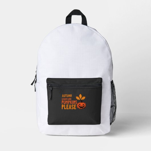Herbstlaub Kürbisse Bitte Halloween Kürbis Oder Bedruckter Rucksack (Vorderseite)