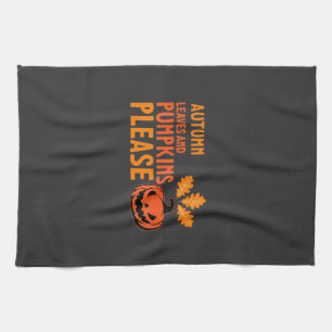 Herbstlaub Kürbisse Bitte Halloween Kürbis Oder Geschirrtuch