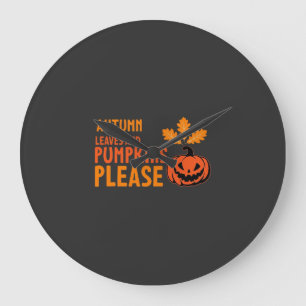 Herbstlaub Kürbisse Bitte Halloween Kürbis Oder Große Wanduhr