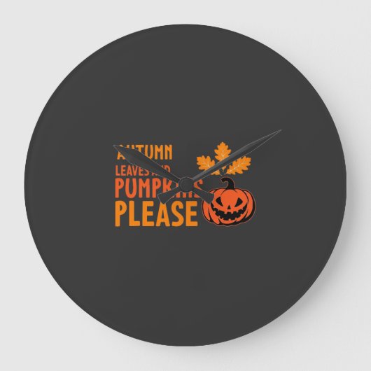 Herbstlaub Kürbisse Bitte Halloween Kürbis Oder Große Wanduhr (Vorderseite)