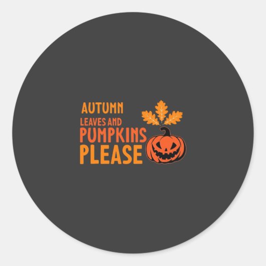 Herbstlaub Kürbisse Bitte Halloween Kürbis Oder Runder Aufkleber (Vorderseite)