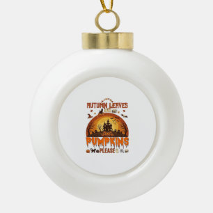 Herbstlaub Kürbisse Bitte Halloween Verhextes Zuha Keramik Kugel-Ornament