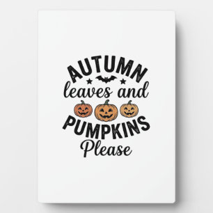 Herbstlaub-Kürbisse Bitte Vintage-Halloween-De Fotoplatte