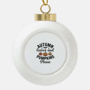 Herbstlaub-Kürbisse Bitte Vintage-Halloween-De Keramik Kugel-Ornament