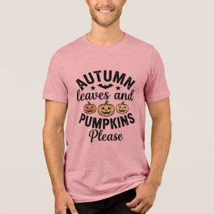 Herbstlaub-Kürbisse Bitte Vintage-Halloween-De Tri-Blend Shirt