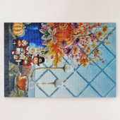 Herbstlaub, Kürbisse, Erntedank Nesting Puppen Puzzle (Horizontal)