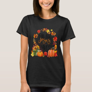 Herbstlaub Kürkin fallen für Jesus Er Verlasse nie T-Shirt
