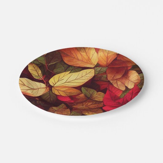 Herbstlaub lebendig pappteller (Schrägansicht)