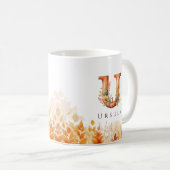 Herbstlaub Letter U Monogramm und Name Kaffeetasse (VorderseiteRechts)