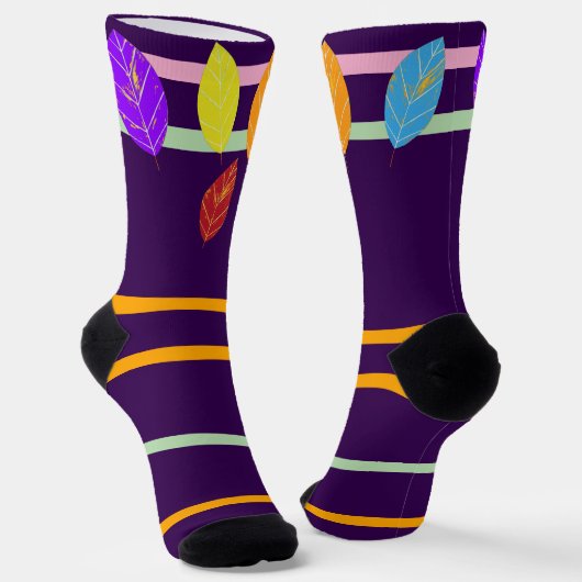 Herbstlaub Lila Orange Green Socken (Gewinkelt)