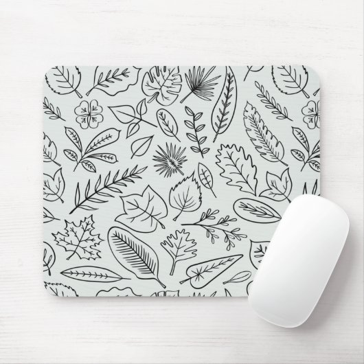 Herbstlaub Line Art Pattern - Niedlich Minimal ein Mousepad (Mit Mouse)