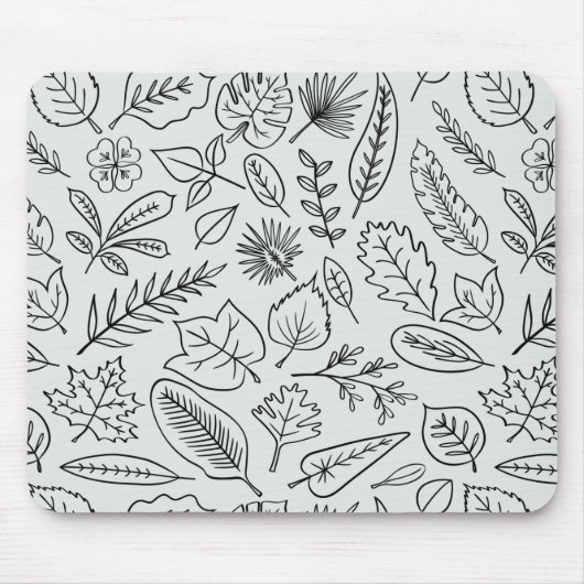 Herbstlaub Line Art Pattern - Niedlich Minimal ein Mousepad (Vorne)