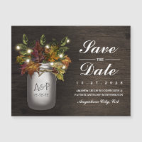Herbstlaub Mason Jar Speichern Sie die Datumsmagne