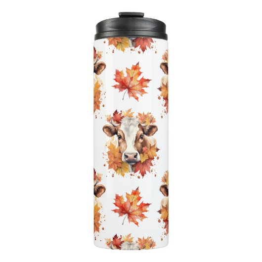 Herbstlaub Milchkühe Thermosbecher (Vorderseite)