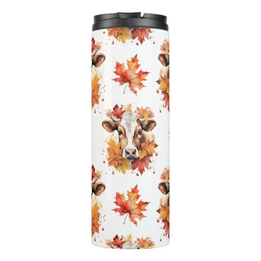 Herbstlaub Milchkühe Thermosbecher (Rückseite)