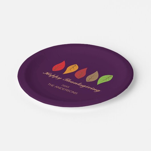 Herbstlaub Minimaler Erntedank Personalisiert Pappteller (Schrägansicht)