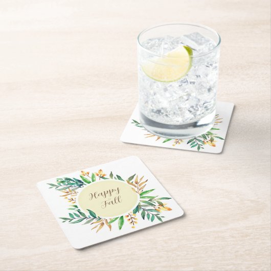 Herbstlaub mit benutzerdefinierbarem Text Rechteckiger Pappuntersetzer (Vor Ort)