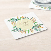 Herbstlaub mit benutzerdefinierbarem Text Rechteckiger Pappuntersetzer (angewinkelt)