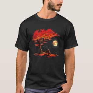 Herbstlaub Mond Astronaut Mit Katze Äußerer S T-Shirt
