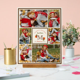 Herbstlaub Monogram 6 Foto Erntedank Acrylschild