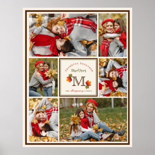 Herbstlaub Monogram 6 Foto Erntedank Poster (Vorne)