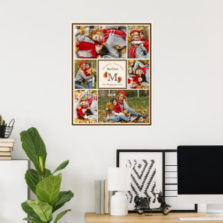 Herbstlaub Monogram 6 Foto Erntedank Poster