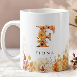 Herbstlaub Monogramm Buchstaben F mit Namen Kaffeetasse