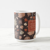 Herbstlaub-Monogramm Dankbar Dankbar Gesegnet Kaffeetasse (VorderseiteRechts)