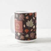 Herbstlaub-Monogramm Dankbar Dankbar Gesegnet Kaffeetasse (Vorderseite Links)