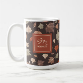 Herbstlaub-Monogramm Dankbar Dankbar Gesegnet Kaffeetasse