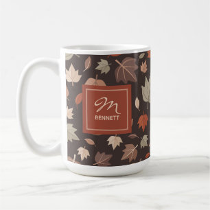 Herbstlaub-Monogramm Dankbar Dankbar Gesegnet Kaffeetasse