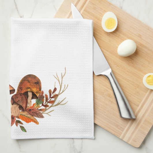 Herbstlaub Mushrooms Retro Geschirrtuch (Viertel Falte)
