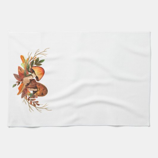 Herbstlaub Mushrooms Retro Geschirrtuch (Horizontal)