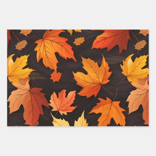 Herbstlaub Muster Geschenkpapier Set (Vorderseite)