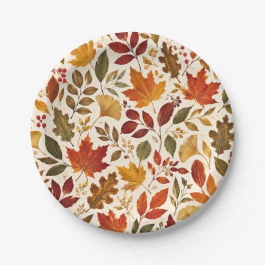 Herbstlaub-Muster Pappteller (Vorderseite)