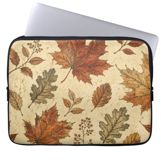 Herbstlaub-Muster – Vintage Herbst Botanik Laptopschutzhülle (Vorderseite)