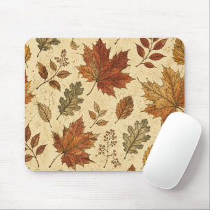 Herbstlaub-Muster – Vintage Herbst Botanik  Mousepad