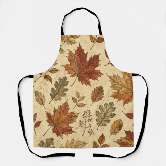 Herbstlaub-Muster – Vintage Herbst Botanik Schürze (Vorderseite)