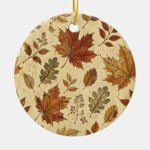 Herbstlaub-Muster – Vintage-Herbstbotanik Keramik Ornament