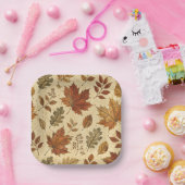Herbstlaub-Muster – Vintage Herbstbotanik Pappteller (Party)