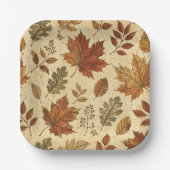 Herbstlaub-Muster – Vintage Herbstbotanik Pappteller (Vorderseite)