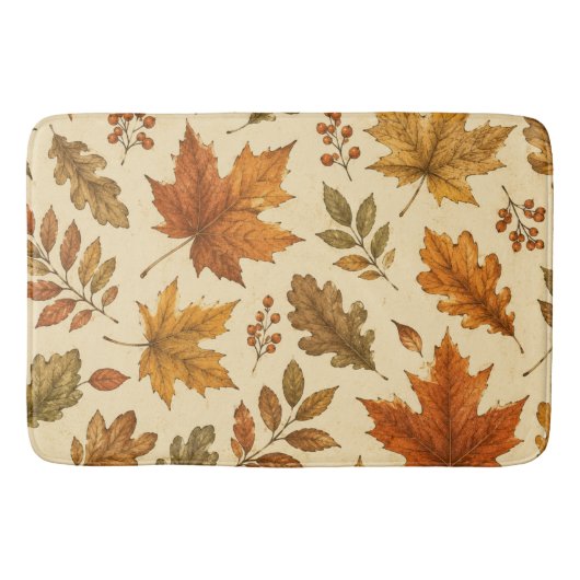 Herbstlaub-Muster | Wasserfarben Herbstlaub Badematte (Vorderseite)