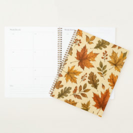 Herbstlaub-Muster | Wasserfarben Herbstlaub  Planer